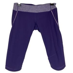 Lululemon Run Excel Capri Leggings Womens 10 Purple Pink Gray Gym Yoga Workout